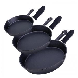 Bruntmor Conjunto de 3 Frigideiras de Ferro Fundido Pré Preparada