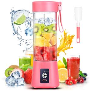 Liquidificador Portátil 400mL com Carregamento USB e 6 Lâminas, 120W, Spardar, Rosa