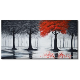Everfun Art Quadro Decorativo Pintado à Mão Contemporâneo Floresta Negra 121 x