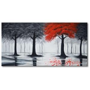 Everfun Art Quadro Decorativo Pintado à Mão Contemporâneo Floresta Negra 121 x