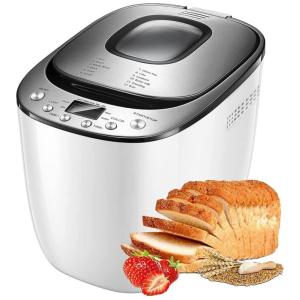 Máqui de fazer pão, configuração sem glúten, máqui de pão automática de 2 lb com 12 programas, 3 cores de crosta e 2 tamanhos de pão
