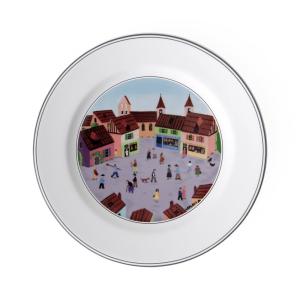 Prato para Salada ou Aperitivo de 21 cm com Tema Old Village Square, Formato Redondo e Material de Porcelana Premium, Villeroy Boch