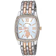 Relógio An de qartzo analógico com alça de aço inoxidável feminino, U.S. POLO ASSN. USC40235, Prateado