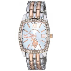 Relógio An de qartzo analógico com alça de aço inoxidável feminino, U.S. POLO ASSN. USC40235, Prateado