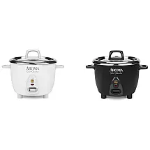 Kit de Panela de Arroz Elétrica 1,2 Litros em Aço Inoxidável, 2un, 110V, Aroma Housewares, Branca e Preta
