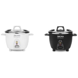 Kit de Panela de Arroz Elétrica 1,2 Litros em Aço Inoxidável, 2un, 110V, Aroma Housewares, Branca e Preta