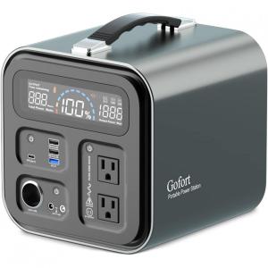 GOFORT Gerador de Energia Solar Portátil com 2 Tomadas 3 USB, 550Wh 600W, 1000W 110V