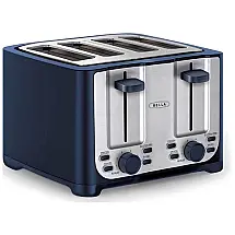 Torradeira Elétrica 4 Fatias com 6 Níveis de Tostagem em Aço Inoxidável, 220V 1500W, BELLA, Azul Escuro