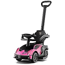 Carrinho Infantil 3 em 1 Rosa GLACIER Lamborghini com Alça, Apoio Braço, Buzina e Apoio de Pés Extensível, 1-3 Anos