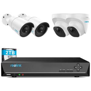 Sistema de Câmeras de Segurança 8 Canais PoE IP, 4 PCS, REOLINK RLK8 410B2D2 5MP, Branco