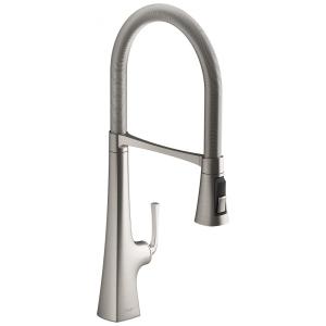 Torneira Cozinha Semi Profissional com Pulverizador Pull Down de 3 Funções, Kohler 22060-VS Graze, Inoxidável Vibrante