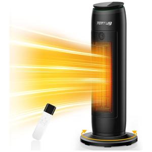 Aquecedor Elétrico de Cerâmica com Termostato ECO, Oscilação 70 °, Proteção Contra Tombamento e Temporizador 24H, 110V 1500W, Terrug