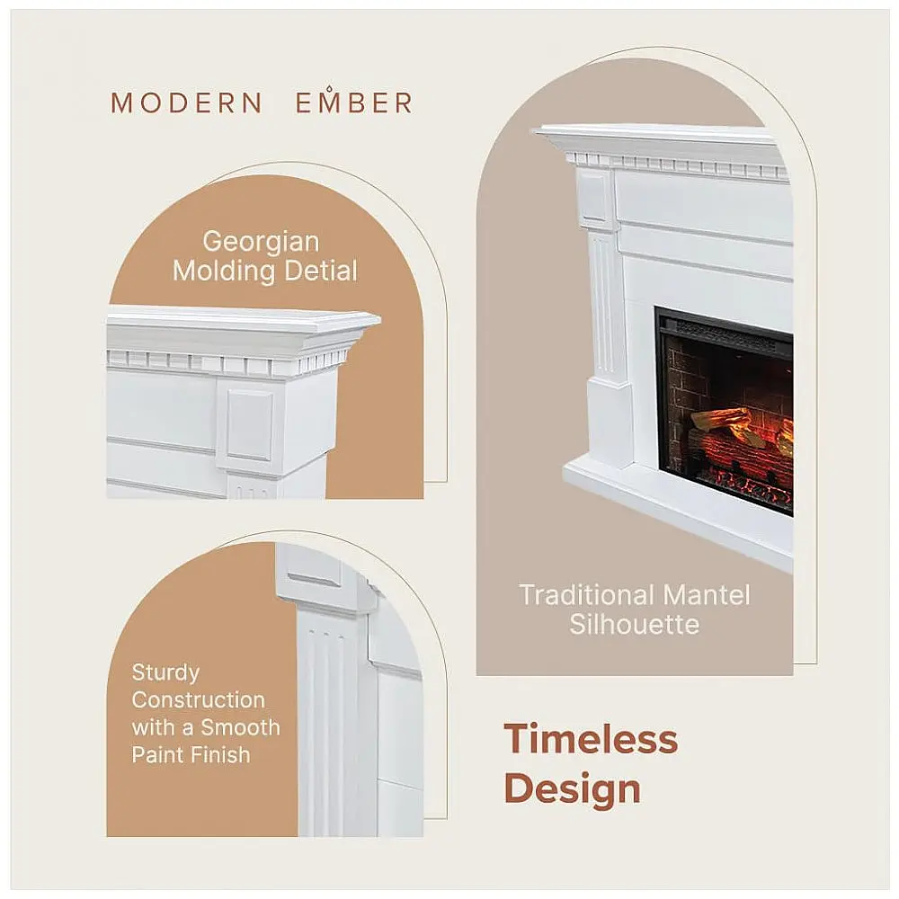 Lareira Elétrica Modern Ember 140x121cm 1500W Alexa WiFi Chamas LED Portátil 110V — foto 2