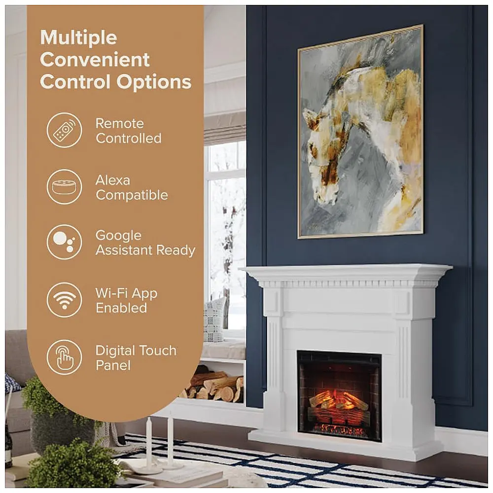 Lareira Elétrica Modern Ember 140x121cm 1500W Alexa WiFi Chamas LED Portátil 110V — foto 3