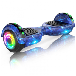 Hoverboard Auto Balanceante SISIGAD 6,5" Azul Estrelado K01 com Alto-falante Bluetooth e Rodas LED Coloridas para Crianças de 6 a 12 Anos