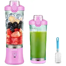 Liquidificador Portátil 590mL com USB Recarregável e 6 Lâminas Ultra Afiadas, 240W, Supkitdin, Rosa
