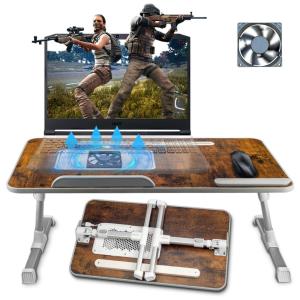 Mesa para Laptop Ajustável Apoio para Cama com Refrigeração de CPU, BETIDOM, Marrom