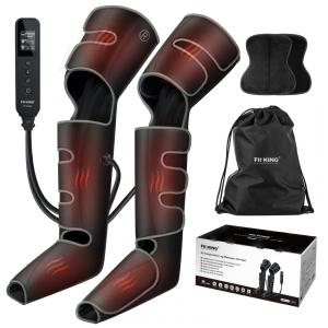 Massageador Elétrico de Compressão para Pernas e Pés 3 Modos e 3 Intensidades, FIT KING, Cinza Escuro