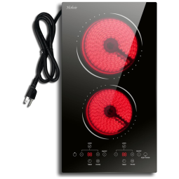 Cooktop Elétrico 2 Bocas 110v, Fogão de Mesa 30cm, Radiante Embutido c/ Bloqueio de Segurança e Proteção Infantil,Hobsir hob