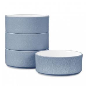 Conjunto de Tigelas, Estilo Minimalista com 4 Peças, Capacidade de 600mL, Material de Porcelana e Formato Redondo, Noritake G009-200D, Azul