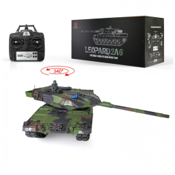 Tanque Militar Leopard2A6 de Controle Remoto em Plástico Resistente, com Torre Rotativa e Infravermelho para Adultos, Wheelfun
