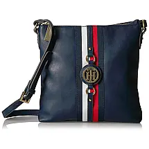 Tommy Hilfiger Bolsa Feminina de Ombro em Couro Sintético, Azul