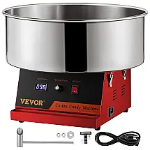 Máquina de Algodão Doce Elétrica Profissional em Aço Inoxidável, 110V 1050W, VEVOR, Vermelha