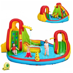 Parque Aquático Inflável até 160 kg com 2 Escorregadores, Parede de Escalada e Piscina Grande, Costzon, Colorida