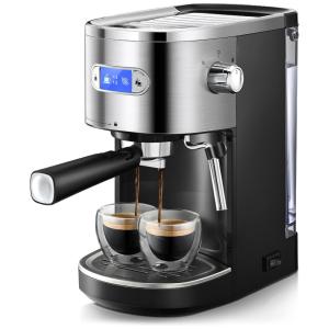 Maquina de Café Profissional 20 BAR com Bocal para Espuma de Leite, Controle de Temperatura PCB e Tanque de Água Removível, 110V