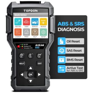 Scanner Automotivo Profissional AL600 com Diagnóstico Profissional OBD2, 12V, TT TOPDON, Preto