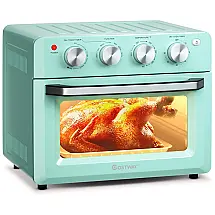 Forno Elétrico de Bancada 7 em 1 com 5 Acessórios e Temporizador, 1550W, 110v, COSTWAY, Azul turquesa