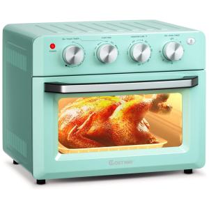 Forno Elétrico de Bancada 7 em 1 com 5 Acessórios e Temporizador, 1550W, 110v, COSTWAY, Azul turquesa