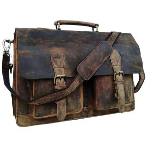 Retro Bolsa, Pasta de Couro para Laptop, CUERO 8541570380, Marrom