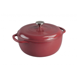 Panela de Ferro Fundido 6 Litros Forno Holandês Esmaltado e Antiaderente, Cranberry, LODGE EC6D002B, Vermelho