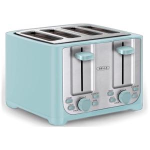 Torradeira Elétrica 4 Fatias com 6 Níveis de Tostagem em Aço Inoxidável, 220V 1500W, BELLA, Azul Claro