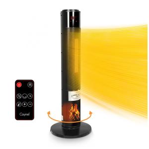 Aquecedor Elétrico com Função de Chamas, Oscilação 3D, 3 Modos e Controle Remoto, 110V 1500W, CAYNEL, Preto