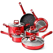 Cohafa Conjunto de Panelas e Frigideiras Antiaderentes, 10 Peças, Vermelha