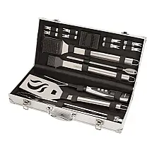 Luxo Acessório Churrasco Grill 20 peças, Aço Inox Temómetro, CUISINART CGS 5020, Prateado