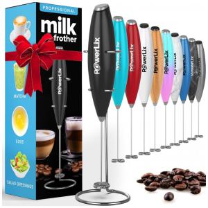 Espumdor Elétrico de Leite em ço Inoxidável Bteri com Suporte, POWERLIX a, Preto