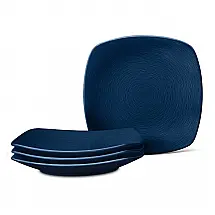Conjunto de Pratos para Salada e Sobremesa com 4 Peças, Formato Quadrado, Material de Porcelana e Designer Moderno, Noritake 4397-588D