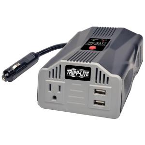 Inversor de Potência Automotivo 200W com 1 Tomada, 2 porta de Carregamento USB, 12V, TRIPP LITE PV200USB, Cinza