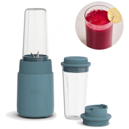 BELLA Rocket Blender Boost 6 Peças, Liquidificador Portátil 240W, 2 Copos 400ml, Lâmina 4 Pontas Aço Inox, Design Press Twist - Cor Surf