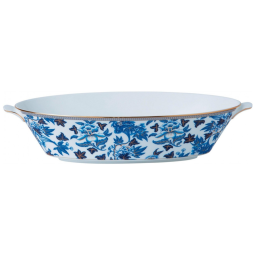 Travessa Oval com Capacidade de 1.3L, em Porcelana, Wedgwood 40003901, Branca e Azul Royal
