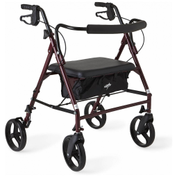 Andador Adulto Idoso Medline com Assento, Suporta até 220 Quilos, Vermelho Escuro