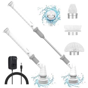 Vassoura Elétrica Rotativa 360 sem Fio com Cabo Flexível e 3 Acessórios, Branca, 110v, VUITTE, Branco