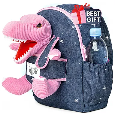 Mochila infantil média dinossauro rosa