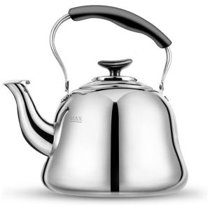 MAX Chaleira com Apito e Cabo ergonômico, Aço Inoxidável, AMFOCUS 2L, Prateado