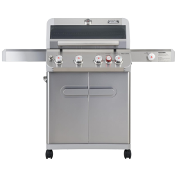 Monument Grills Churrasqueira a Gás 60.000 BTU com 4 Queimadores, 2 Portas e 1 Queimador Lateral em Aço Inoxidável, Preto