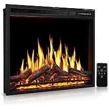 Lareira Elétrica de Embutir A60x86L com Controle Remoto e Proteção contra Superaquecimento, 110V 1500W, Rintuf, Preta