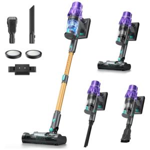 Aspirador de Pó sem Fio VENHIDELY, 50kPa - Potência de Sucção 500mbar - Bateria Duradoura - Display LED - 2 em 1 para Carpetes e Pisos